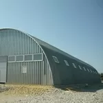 Ангар бескаркасный арочный,  Строительство быстровозводимых ангаров