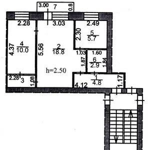 Продажа: 2-комнатная квартира,  44.6 м²,  2/4 этаж