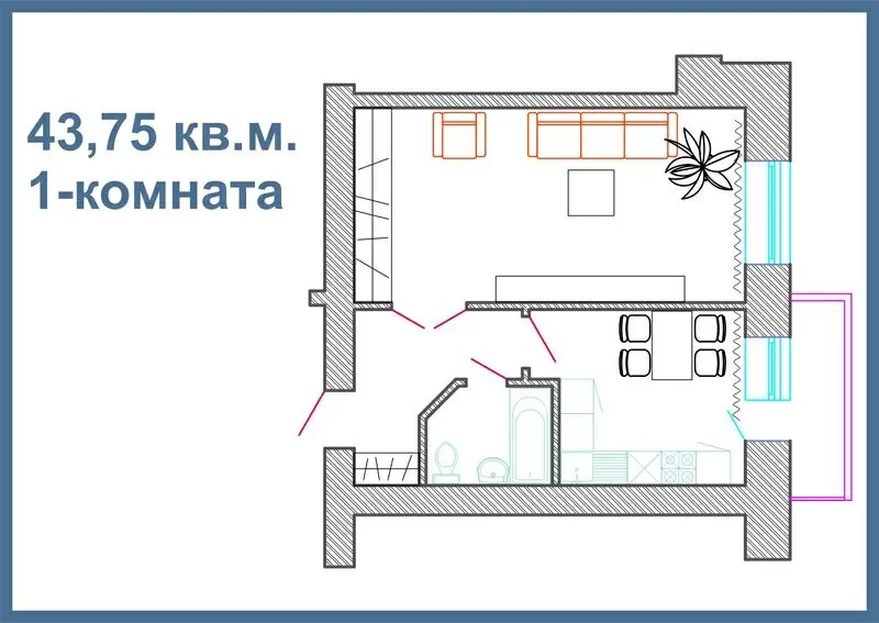 1-комнатная квартира в новостройке в Центре Караганды 3